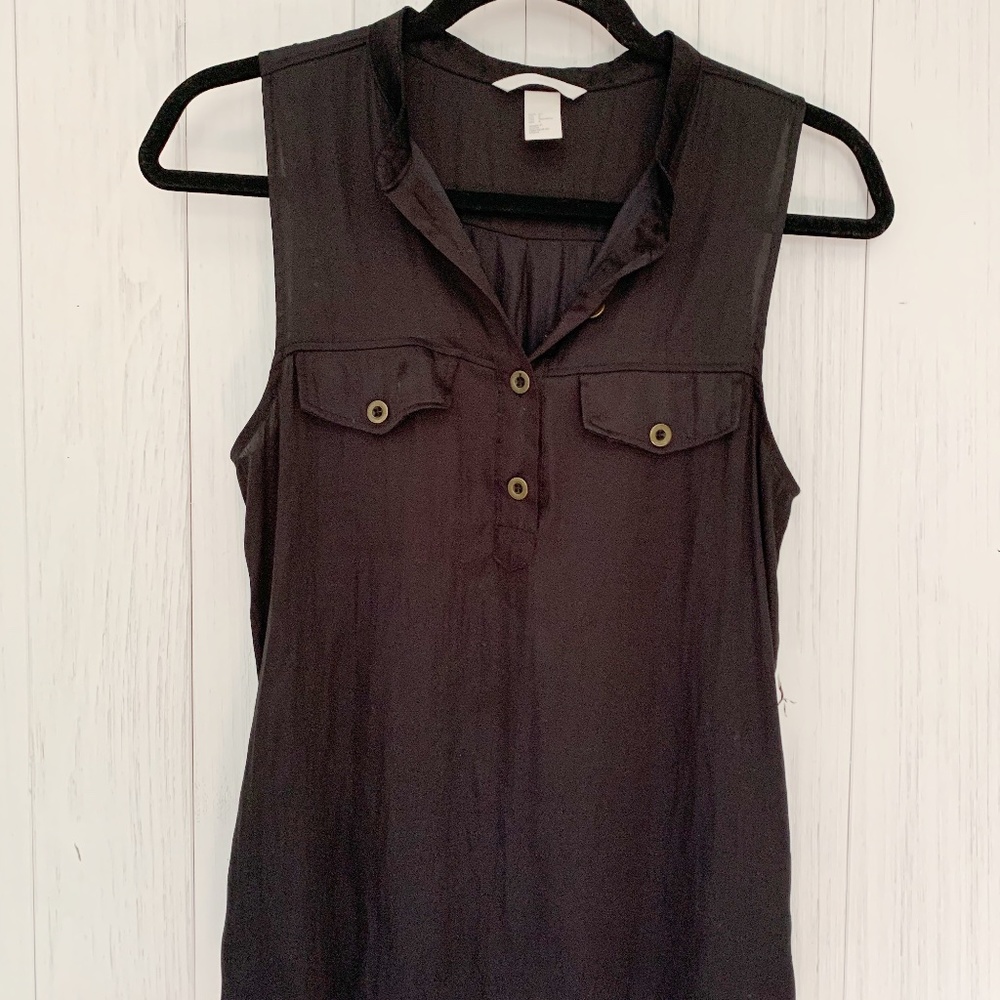 black silk collared tank